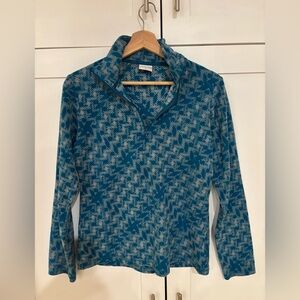 Columbia Blue and Gray Patterned Fleece Pullover